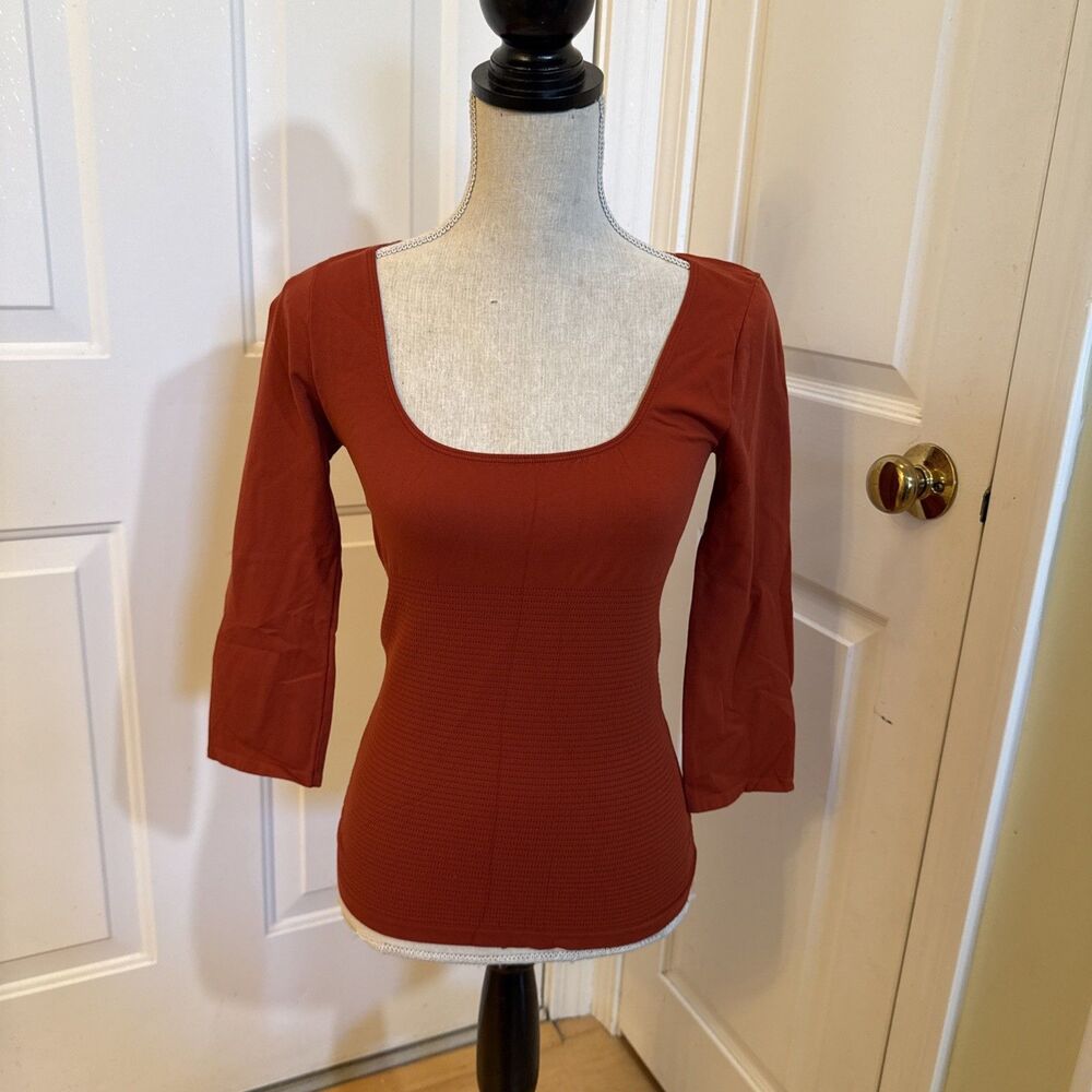 SPANDEX TIGHT BODYCON TOP Laundry Burnt Orange Spandex Top Women’s Size M